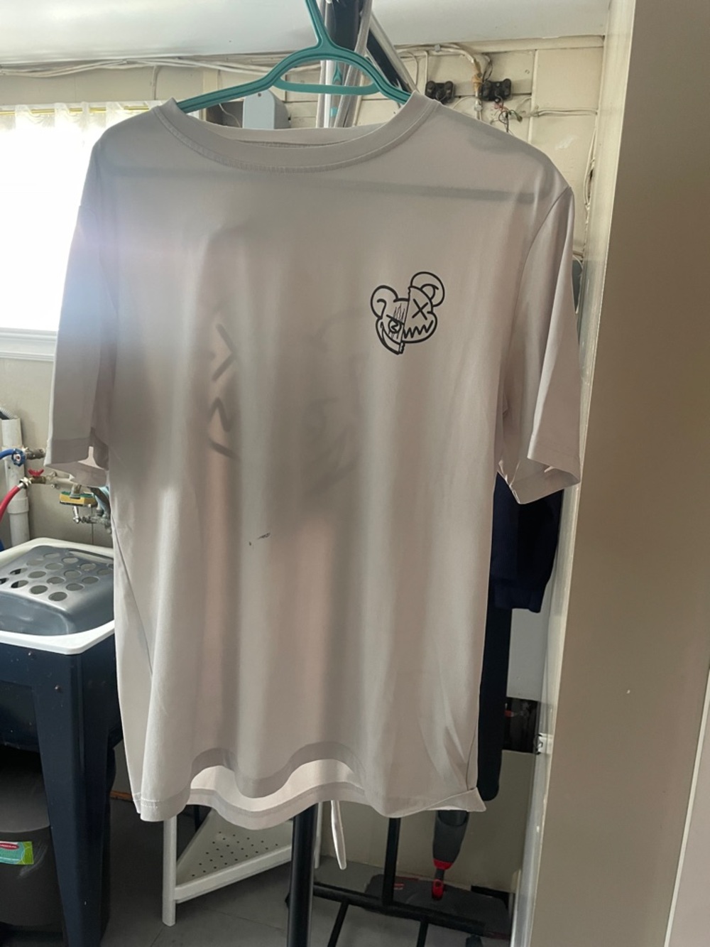 SHEIN White Short Sleeve Tee with Bear Graphic